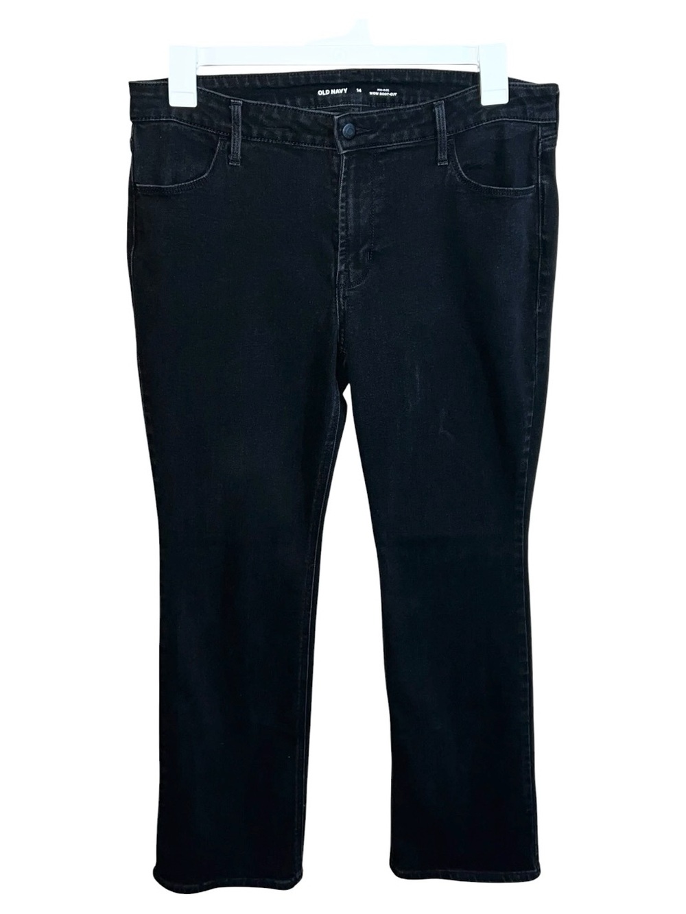 Old Navy Mid-Rise Wow Boot-Cut Denim Jeans Women’s 14 Black 34x30